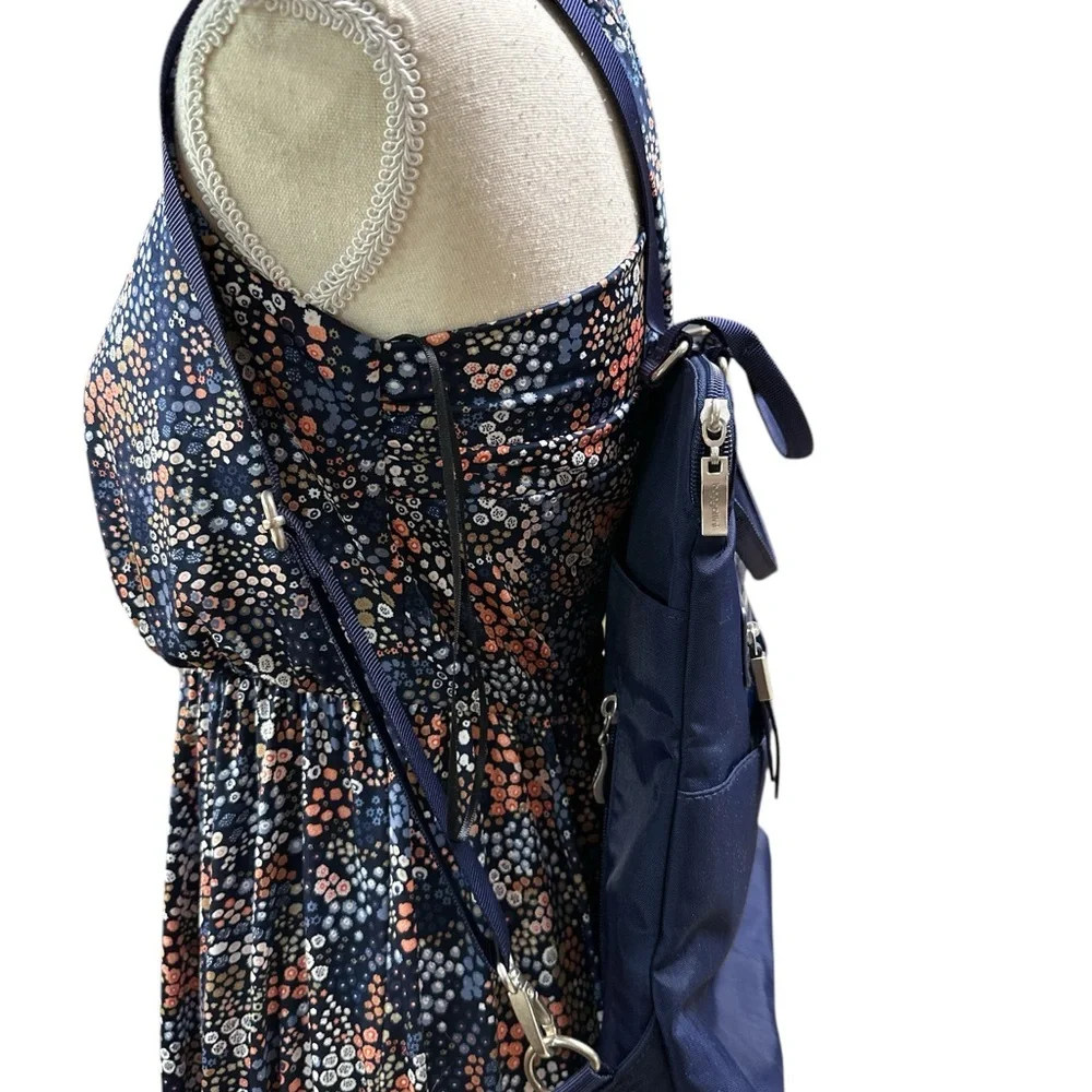 Baggallini Jessica Convertible Tote Backpack Navy Blue Anti Theft RFID Bag